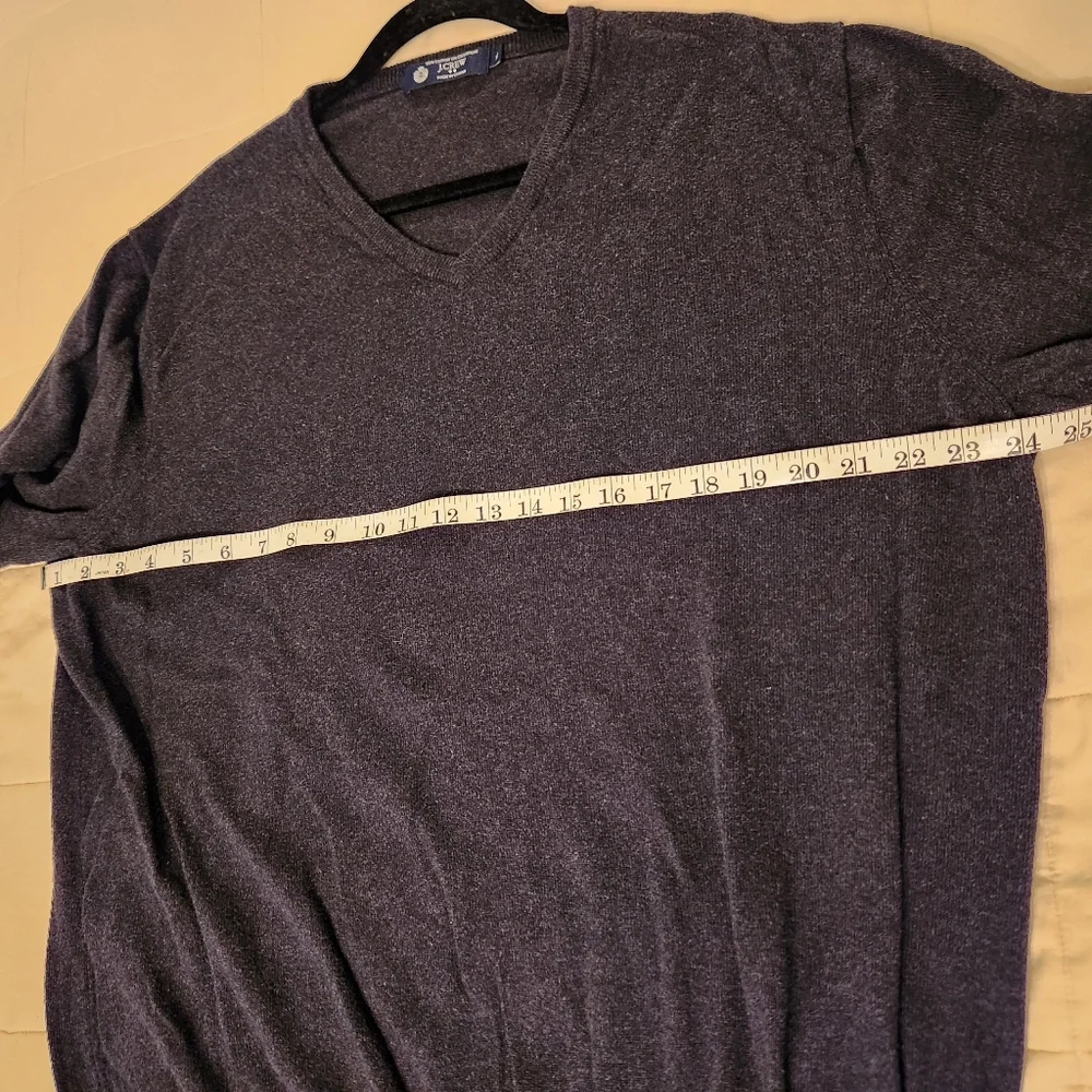 J. CREW Men's Sweater, Dark Gray Cashmere & Cotton, Sz XL, V-neck, Washable EUC